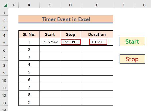 excel vba timer event